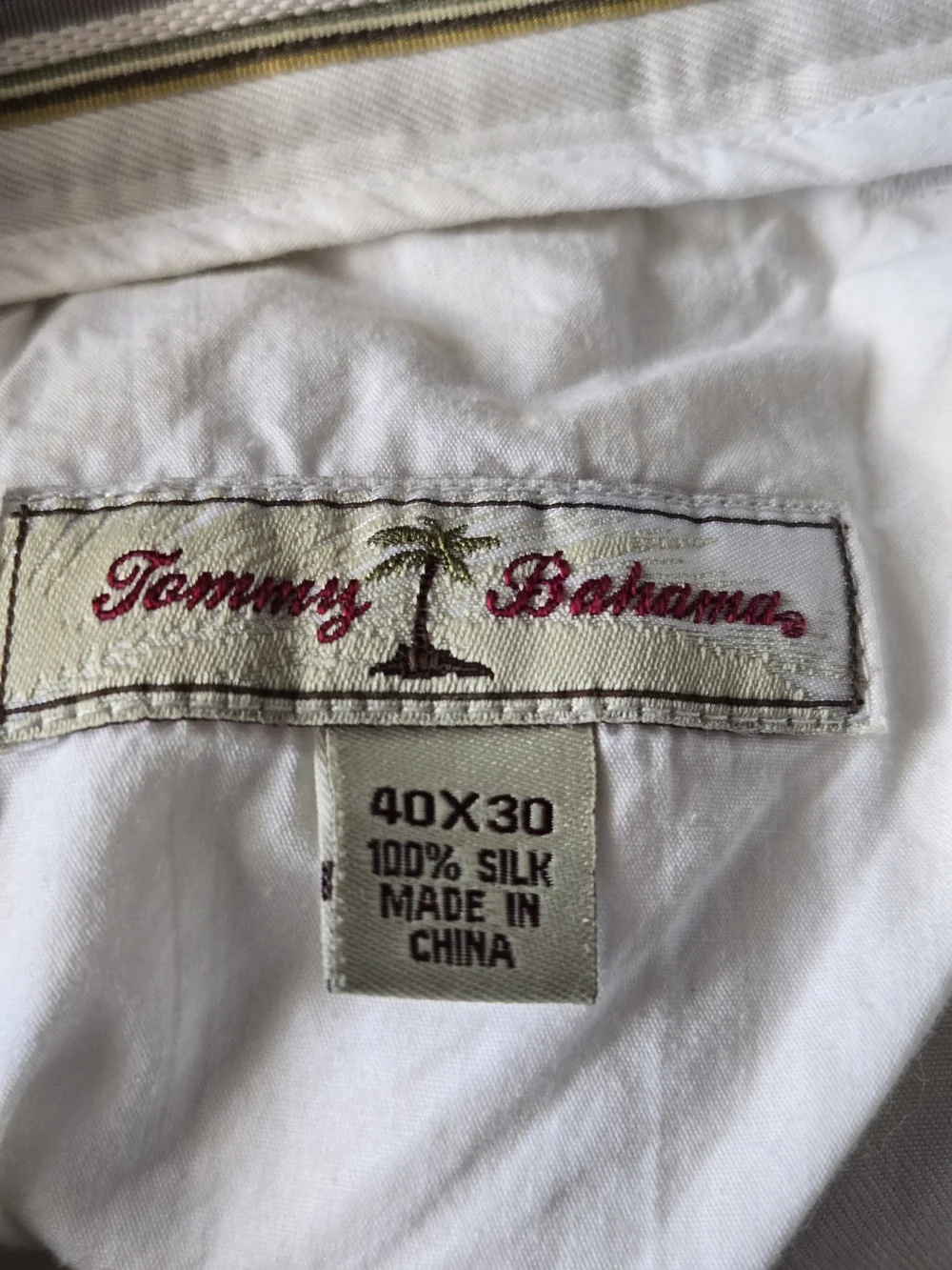 Tommy Bahama 40x30 100% Silk Ivory Pleated Pants